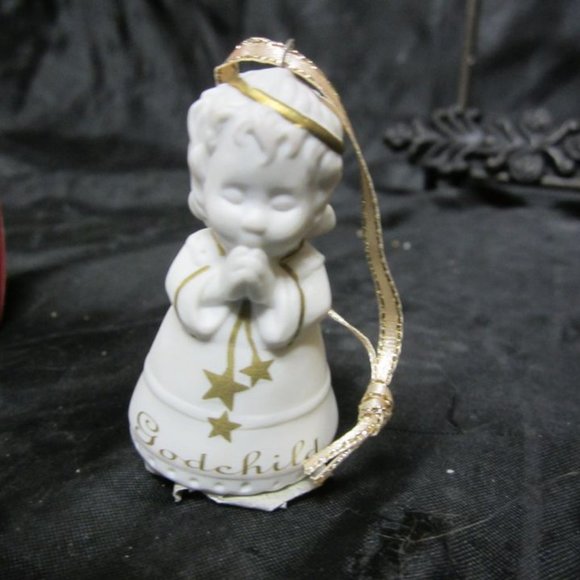 2001 HALLMARK PORCELAIN BELL ANGEL GODCHILD KEEPSAKE ORNAMENT, ORIG BOX - Picture 5 of 6